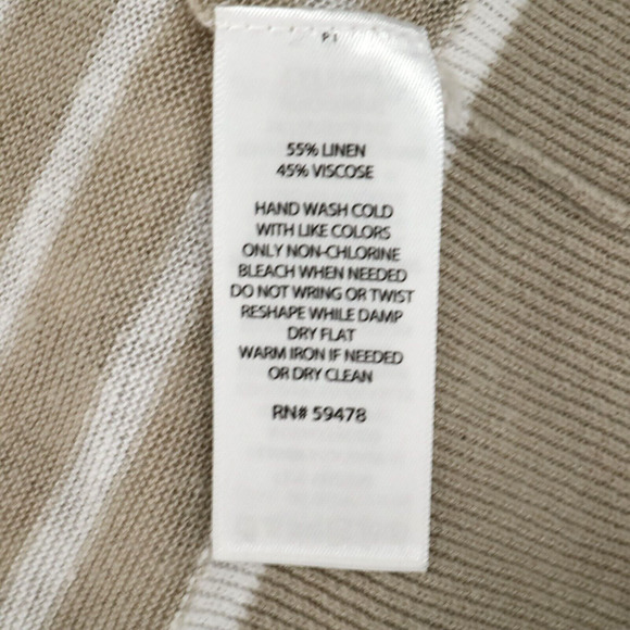 JNY Jones Sweater Womens Medium Beige White Linen Blend Cardigan Lightweight - Picture 10 of 12